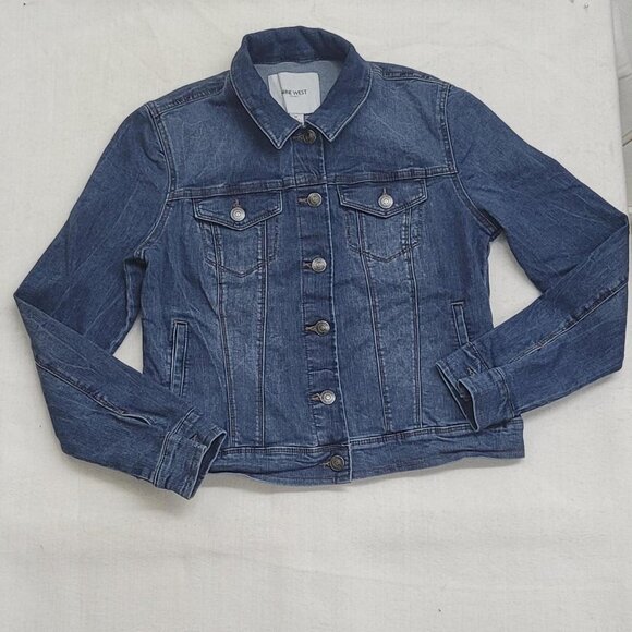 Nine West Denim Jacket | Size M | Indigo Blue | Classic Streetwear Layering - Picture 1 of 5